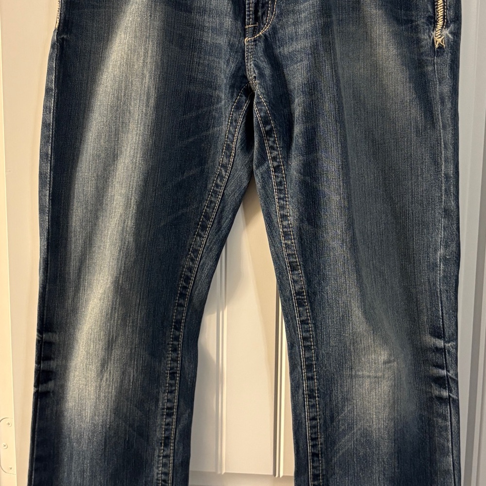 Ariat Blue Straight Jeans with Vintage Distressing